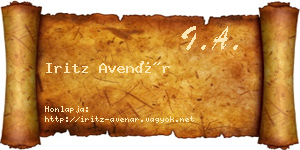 Iritz Avenár névjegykártya